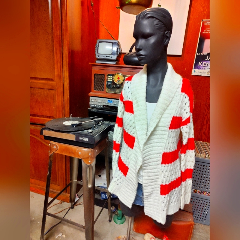 Aeropostale pink and white striped cardigan